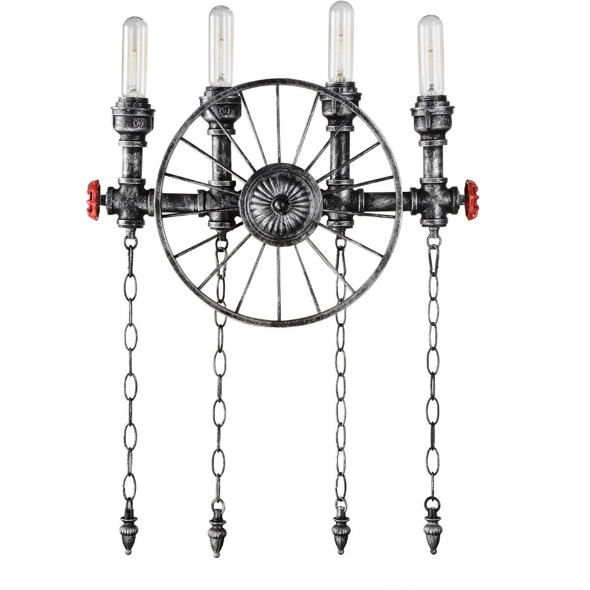 Gray with Wheel and Pipe Wall Sconce - LV LIGHTING