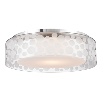 Satin Aluminum with Clear Doted Glass Shade Flush Mount - LV LIGHTING