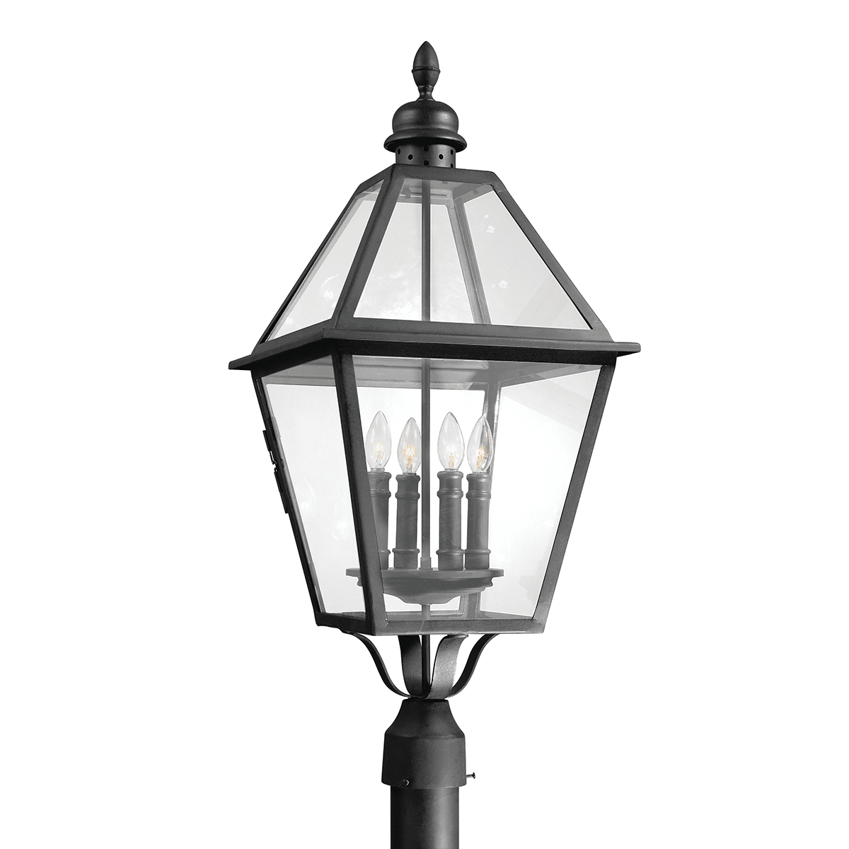 Natural Bronze with Clear Glass Shade Outdoor Post Light - LV LIGHTING