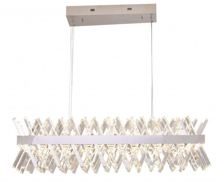 LED Rectangular Frame with Clear Cross Crystal Linear Chandelier - LV LIGHTING