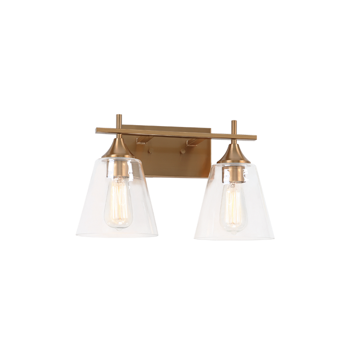 Steel Frame with Clear Cone Glass Shade Vanity Light