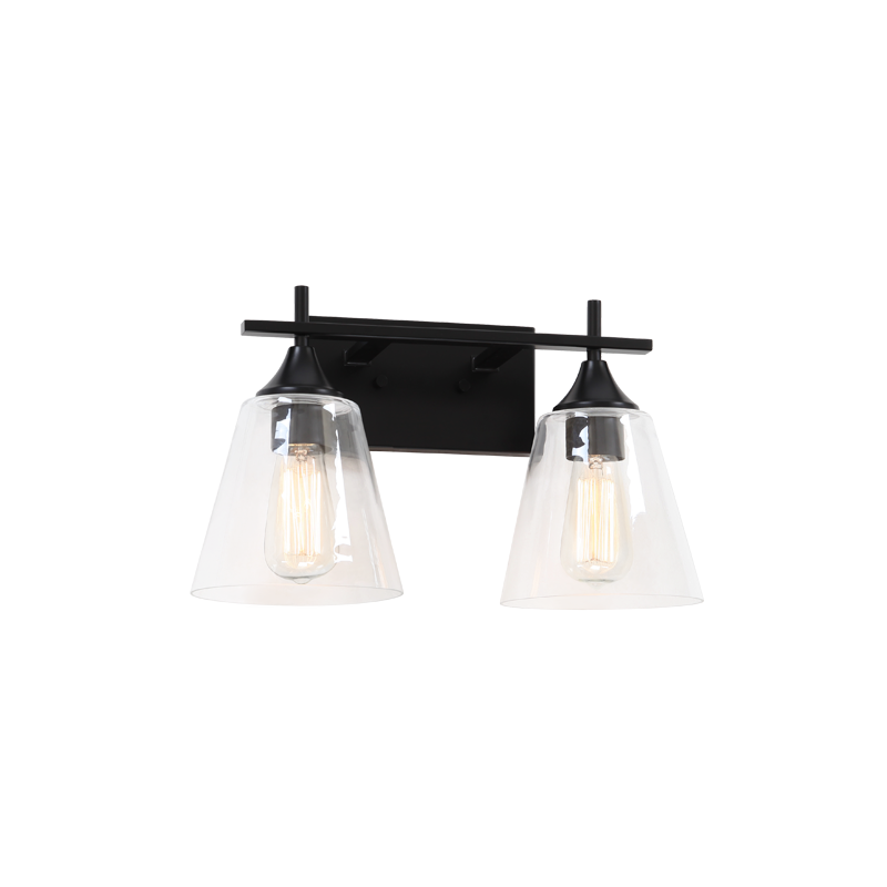 Steel Frame with Clear Cone Glass Shade Vanity Light