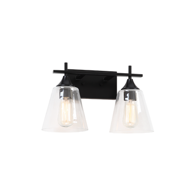 Steel Frame with Clear Cone Glass Shade Vanity Light