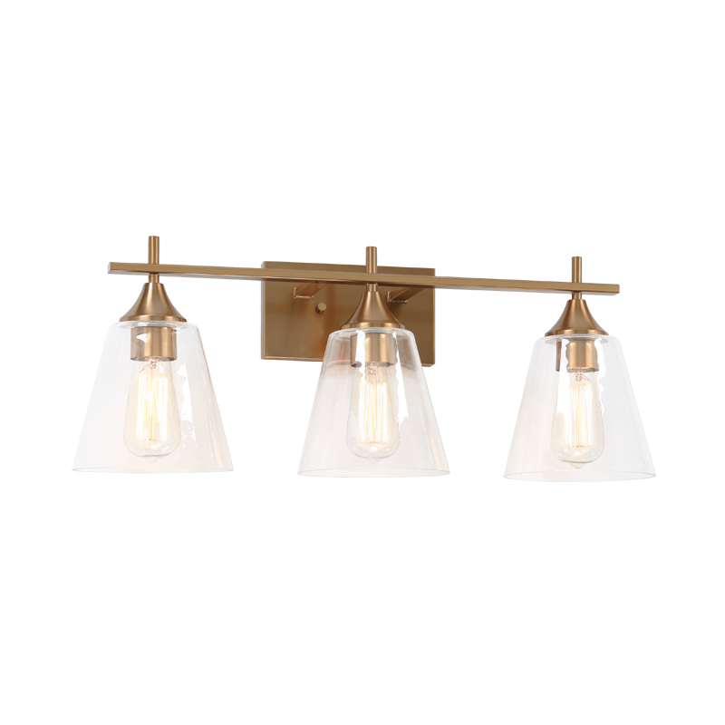 Steel Frame with Clear Cone Glass Shade Vanity Light