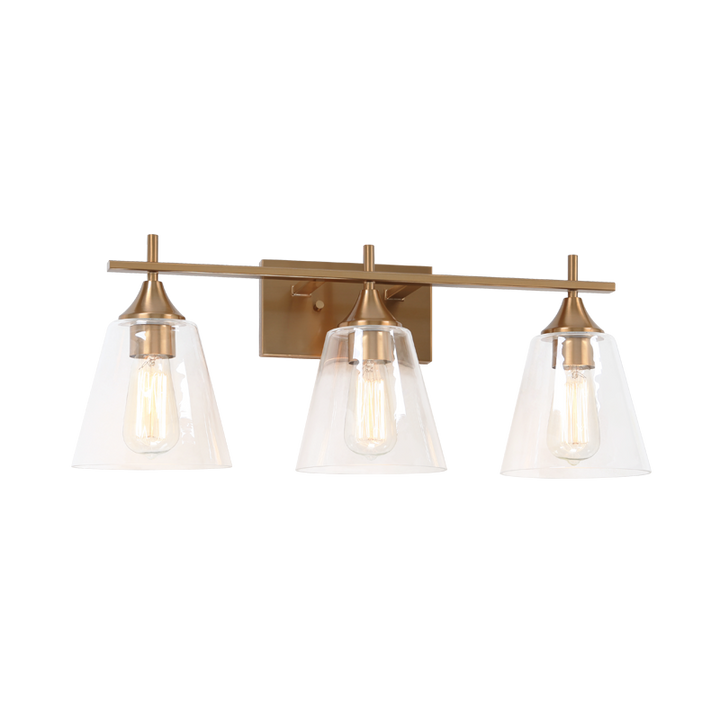 Steel Frame with Clear Cone Glass Shade Vanity Light