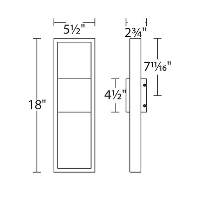 LED Black Aluminum Frame with Glass Diffuser Outdoor Wall Sconce - LV LIGHTING