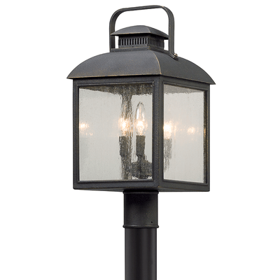 Vintage Bronze with Clear Seedy Glass Outdoor Post Light - LV LIGHTING