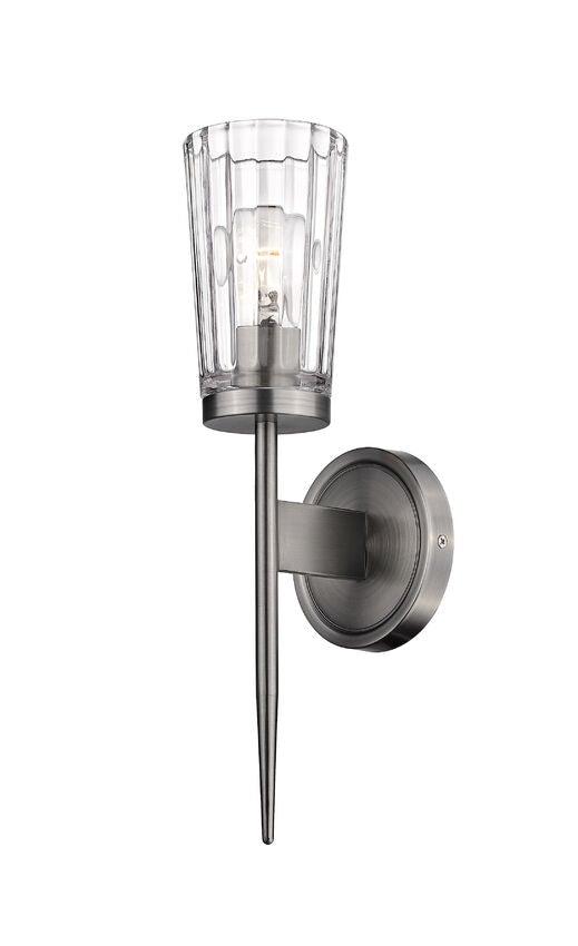 Antique Nickel with Clear Patterned Glass Wall Sconce - LV LIGHTING
