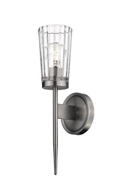 Antique Nickel with Clear Patterned Glass Wall Sconce - LV LIGHTING