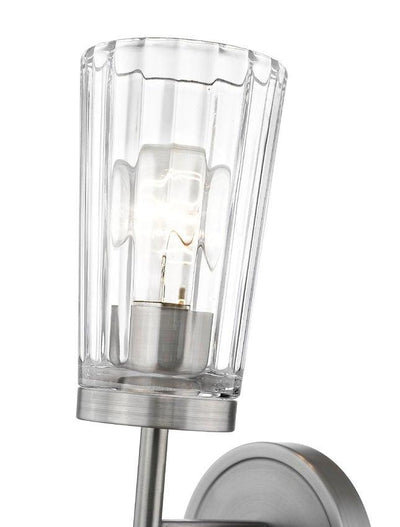 Antique Nickel with Clear Patterned Glass Wall Sconce - LV LIGHTING