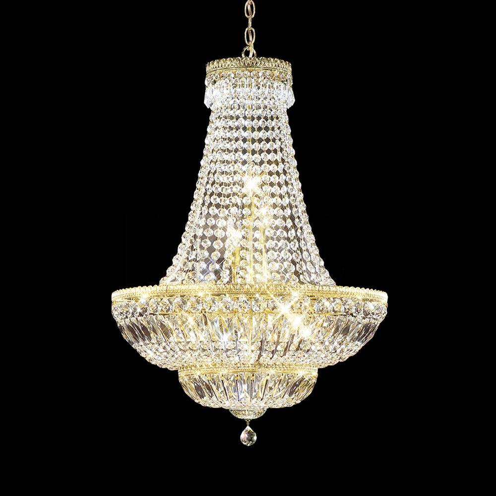 Gold Frame with Rectangular Clear Crystal and Strand Chandelier - LV LIGHTING