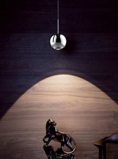 LED Chrome Frame with Glass Orb Shade Pendant
