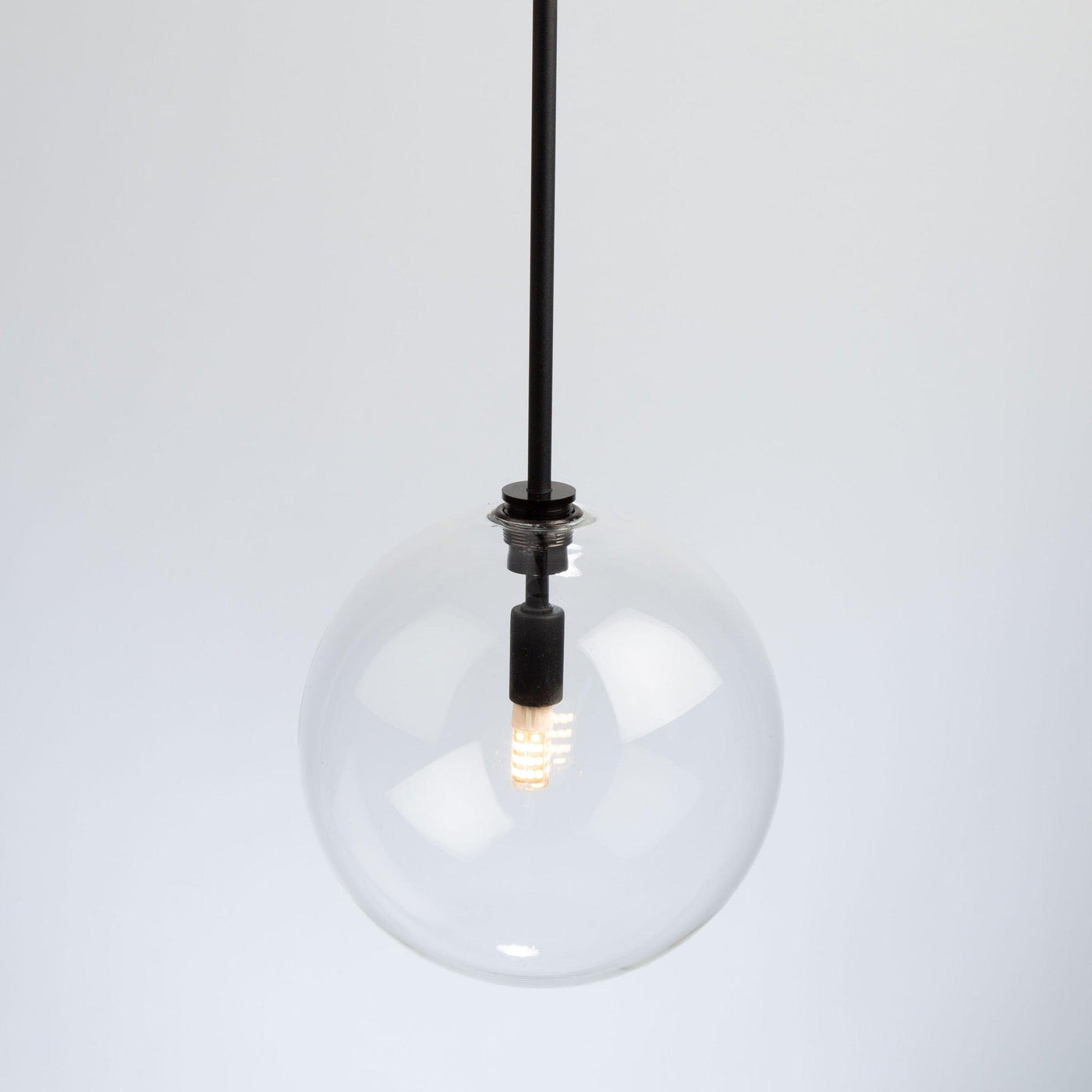 Black with Clear Glass Globe Pendant - LV LIGHTING