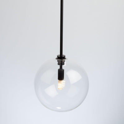 Black with Clear Glass Globe Pendant - LV LIGHTING