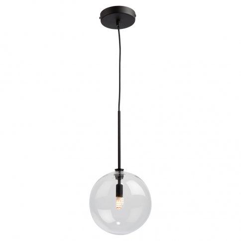 Black with Clear Glass Globe Pendant - LV LIGHTING