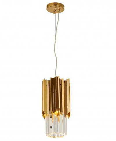 Gold with Clear Crystal Single Pendant - LV LIGHTING