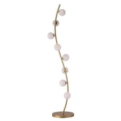Metallic Gold with Satin White Globe Floor Lamp - LV LIGHTING