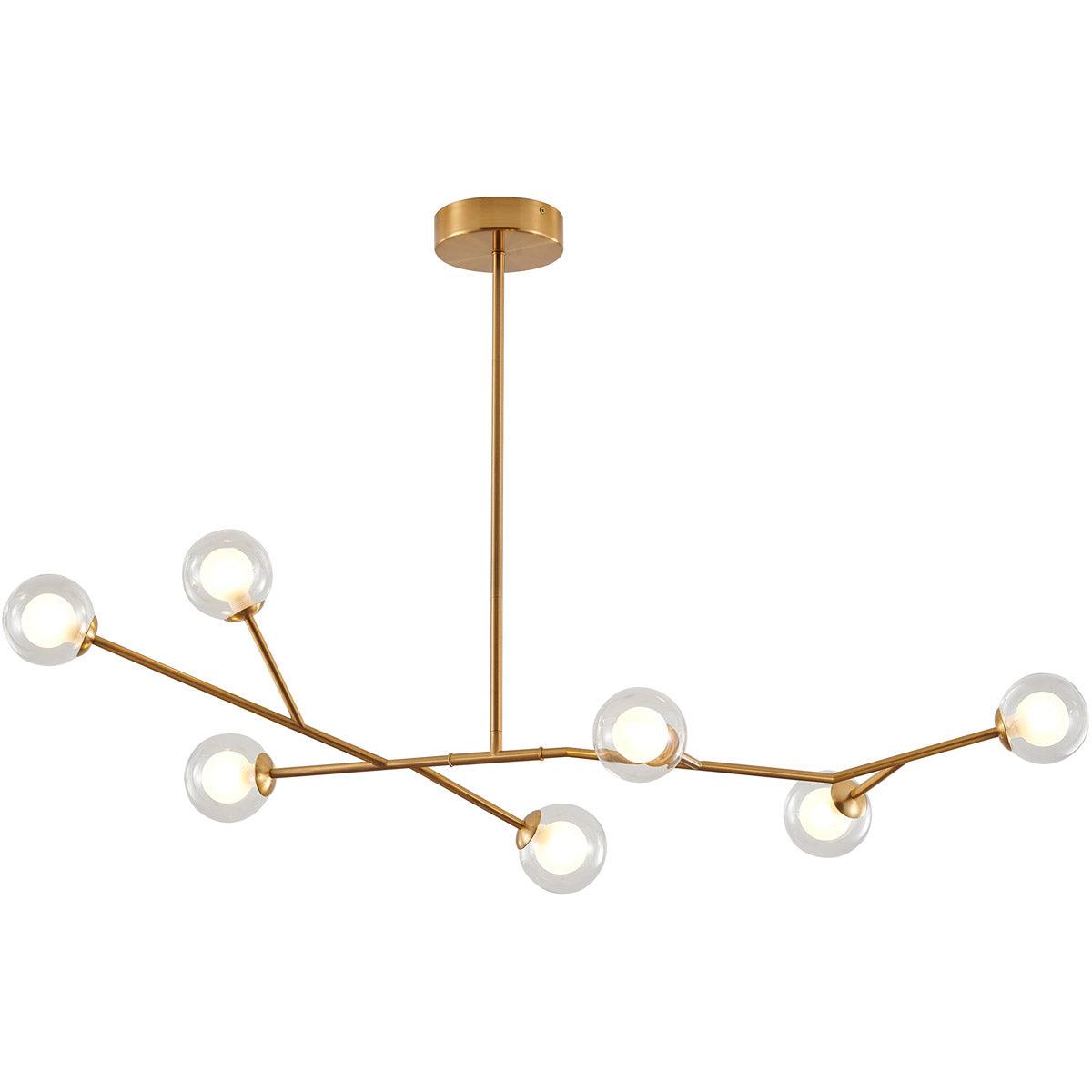 Brass Arms with Clear Glass Globe Shade Chandelier - LV LIGHTING