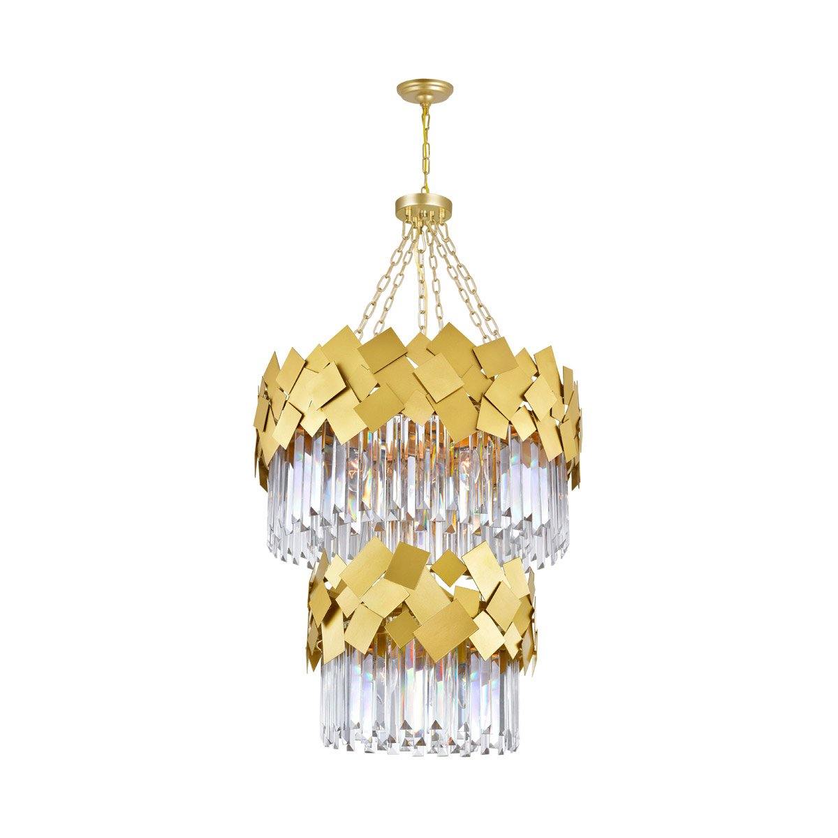 Gold with Crystal Double Tier Chandelier - LV LIGHTING