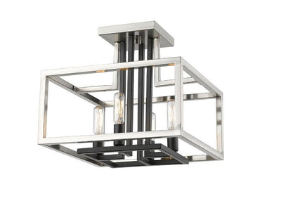 Steel with Open Geometric Frame Caged Semi Flush Mount - LV LIGHTING