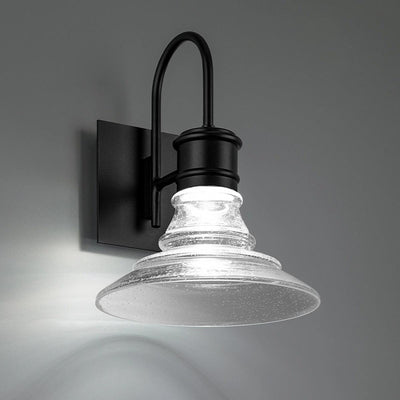 LED Black Aluminum Frame with Clear Seedy Glass Shade Outdoor Wall Sconce - LV LIGHTING