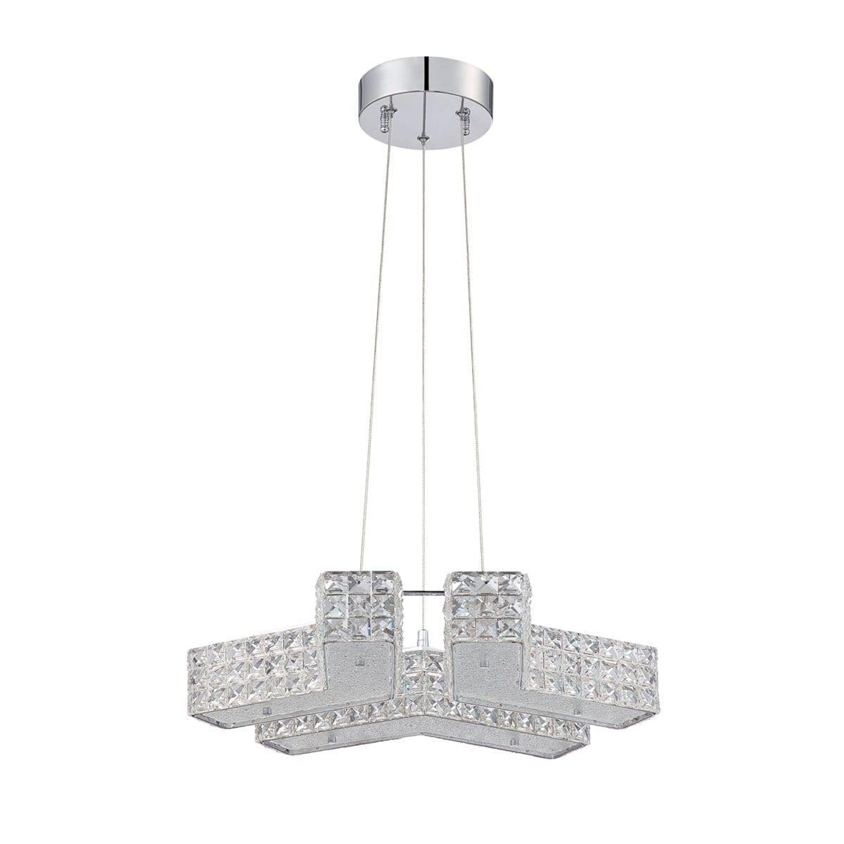 Chrome with Crystal 6 Light Pendant - LV LIGHTING