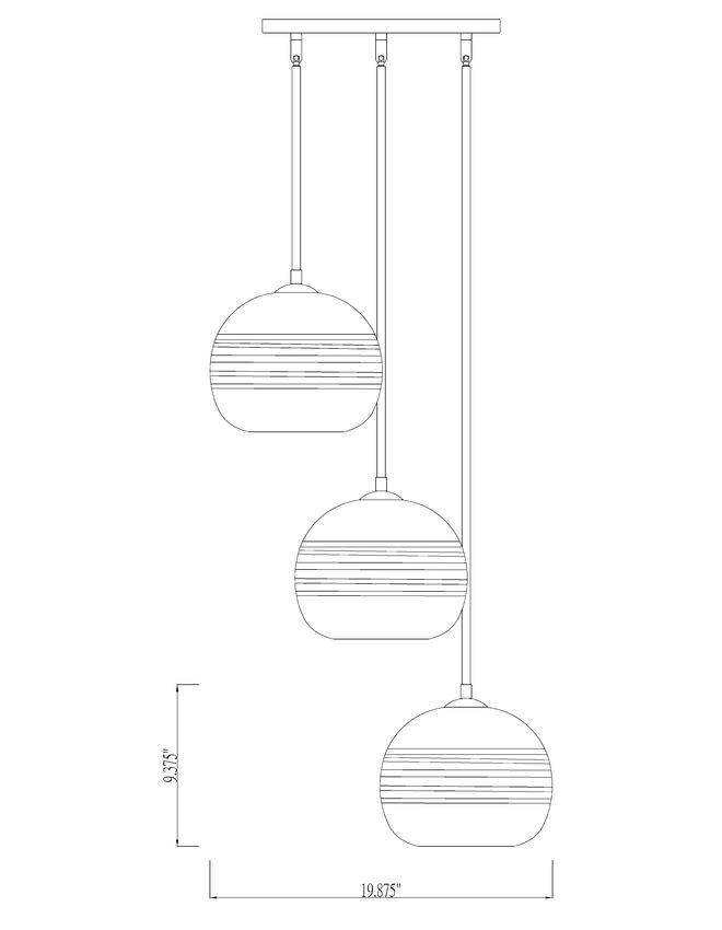 Steel with Clear Glass Shade 3 Light Pendant - LV LIGHTING