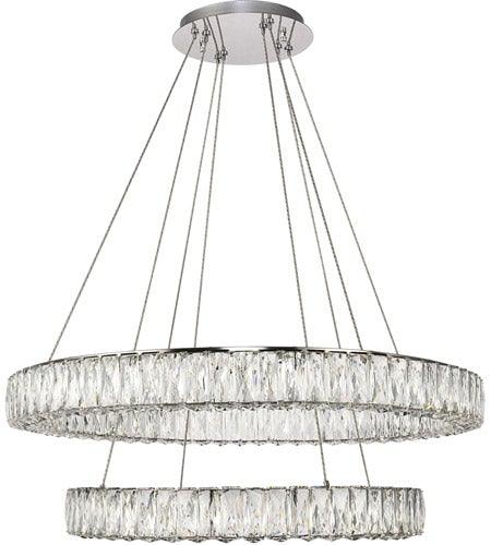 LED Chrome with Crystal Double Ring Chandelier - LV LIGHTING