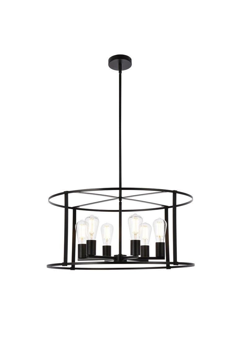 Black with 6 Light Chandelier - LV LIGHTING
