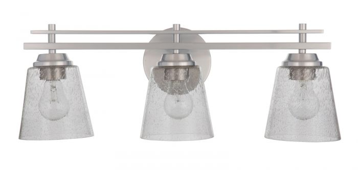 Steel Frame with Clear Seedy Glass Shade Vanity Light