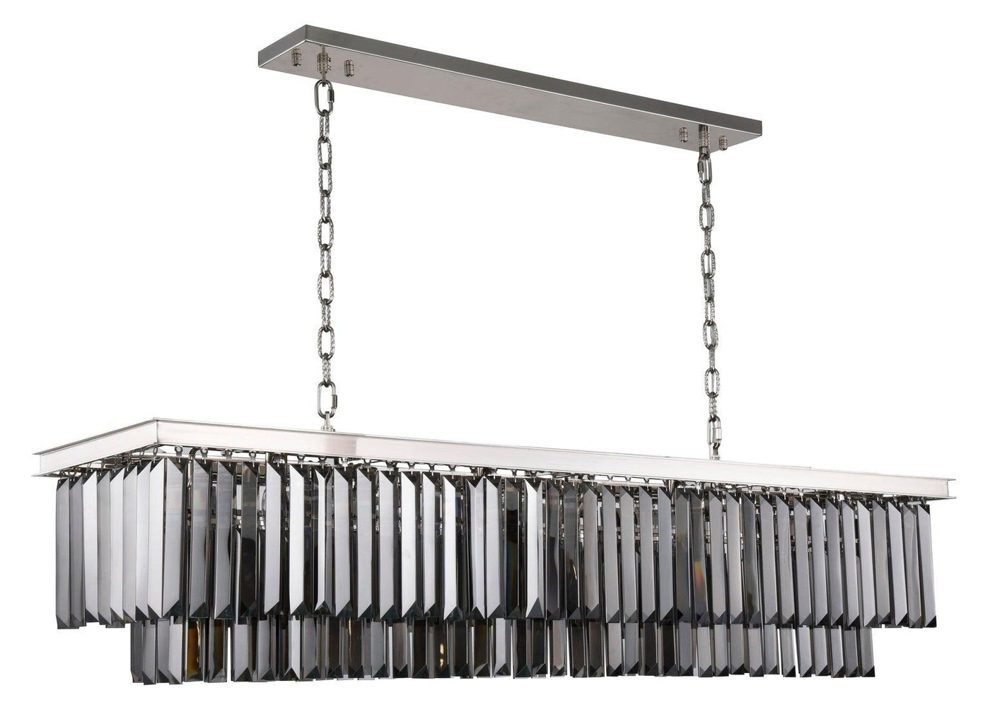 Steel with Clear Crystal Rectangular Linear Chandelier - LV LIGHTING