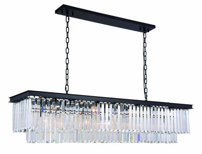 Steel with Clear Crystal Rectangular Linear Chandelier - LV LIGHTING
