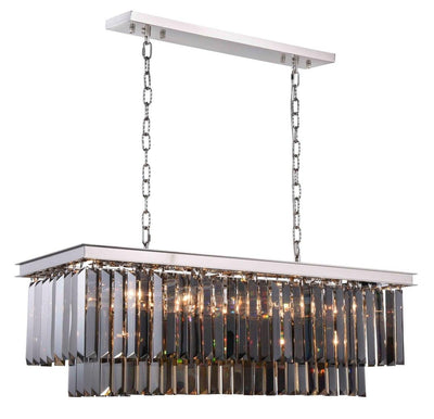 Steel with Clear Crystal Rectangular Linear Chandelier - LV LIGHTING