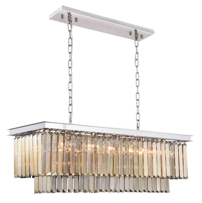 Steel with Clear Crystal Rectangular Linear Chandelier - LV LIGHTING