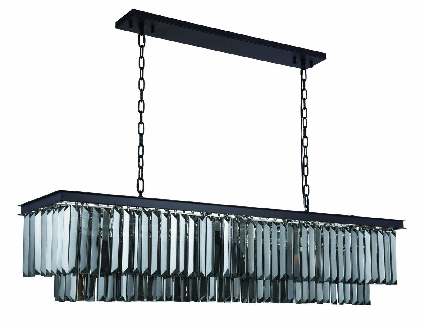 Steel with Clear Crystal Rectangular Linear Chandelier - LV LIGHTING