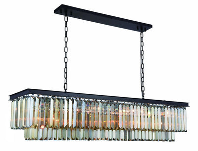 Steel with Clear Crystal Rectangular Linear Chandelier - LV LIGHTING