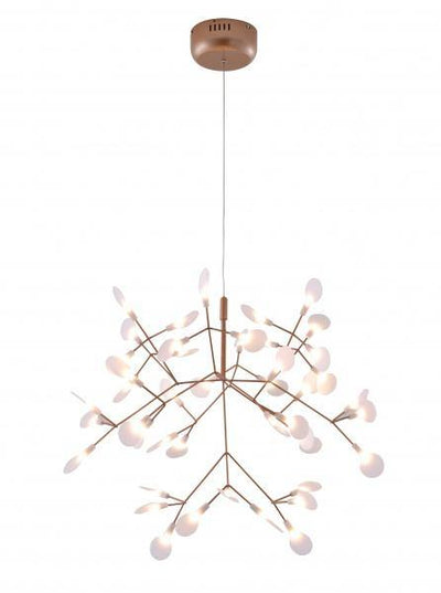 LED Matte Copper Branch with White Acrylic Shade Chandelier - LV LIGHTING
