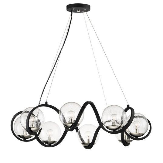 Black and Polished Nickel with Clear Glass Globe Chandelier - LV LIGHTING