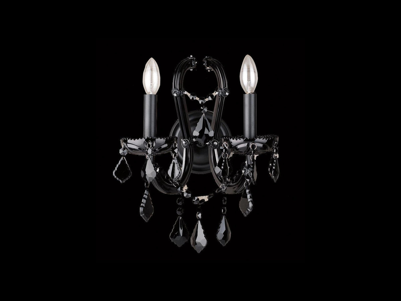 Black Frame with Black Crystal Strand and Drop Wall Sconce - LV LIGHTING