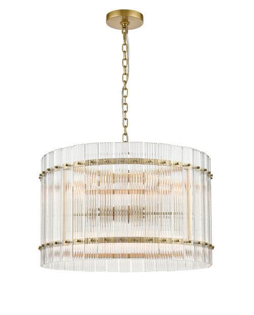 Aged Brass Round Frame with Clear Glass Shade Chandelier - LV LIGHTING