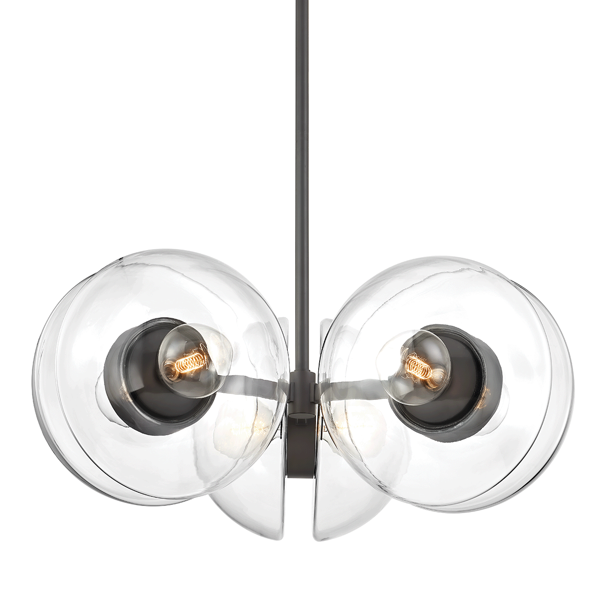 Steel Frame with Dual Clear Glass Globe Chandelier