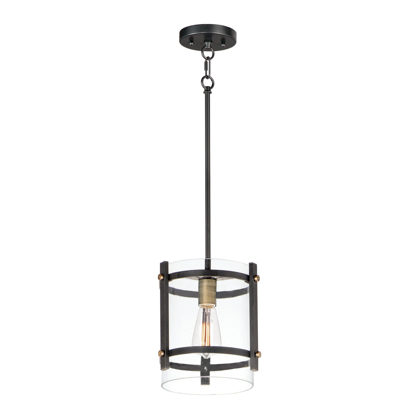 Black with Antique Brass Single Light Pendant - LV LIGHTING