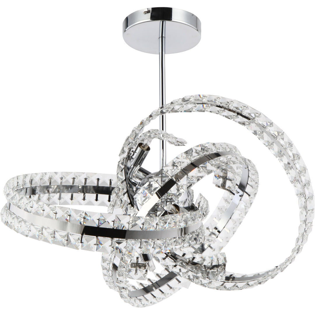 Steel Knot Frame with Clear Crystal Pendant in Chrome by Zeev