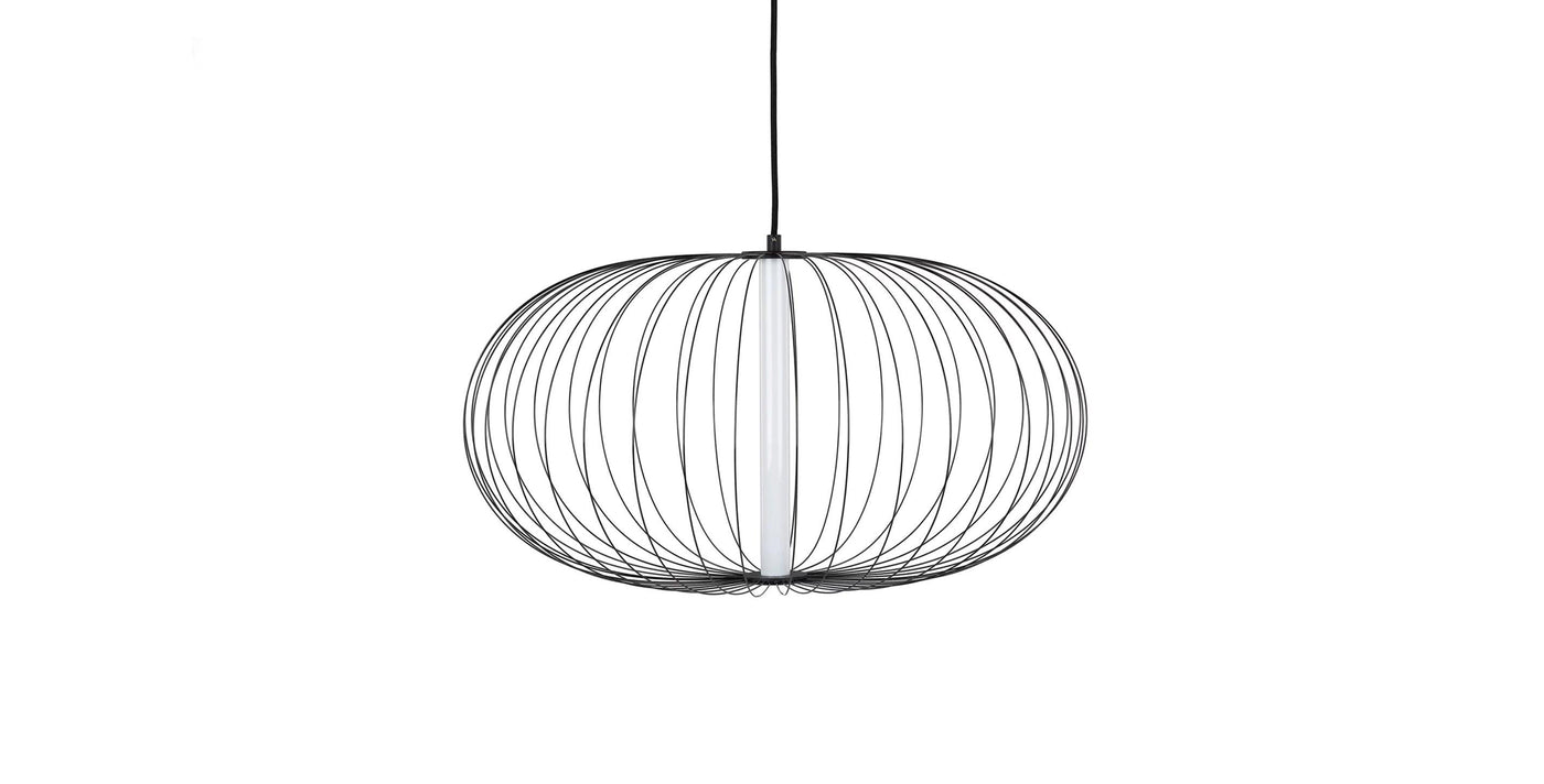 LED Cloth Wire Oval Shade with Cylindrical Diffuser Chandelier - LV LIGHTING
