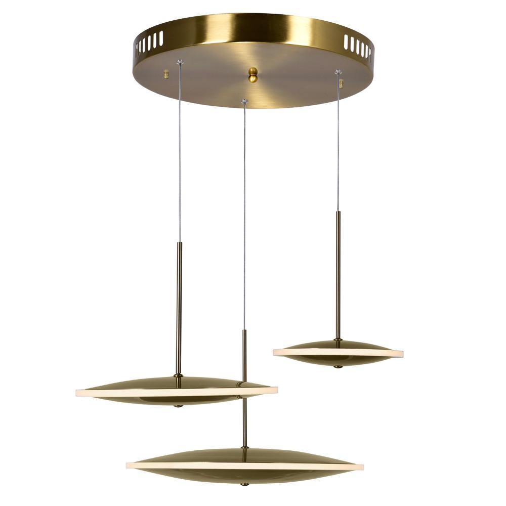LED Brass with 3 Disk Pendant - LV LIGHTING