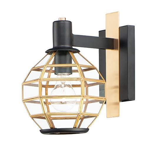 Black Burnished Brass with Rectilinear Clear Glass Outdoor Wall Sconce - LV LIGHTING