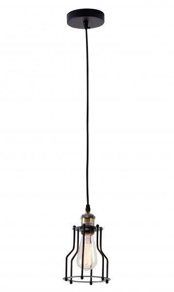 Black and Brass Caged Single Light Pendant - LV LIGHTING