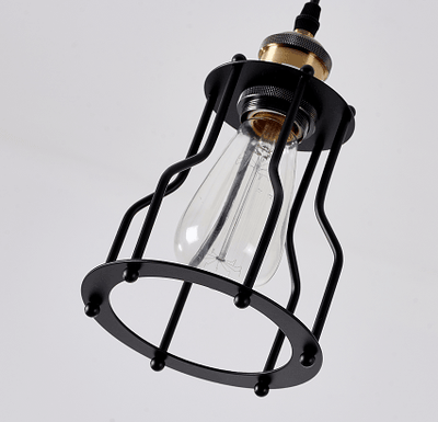 Black and Brass Caged Single Light Pendant - LV LIGHTING