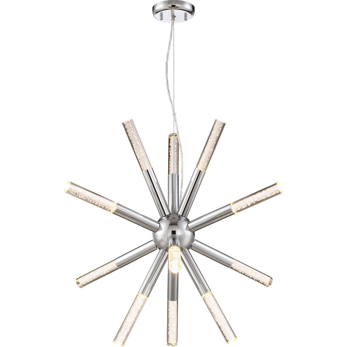 LED Chrome with Seeded Acrylic Rod Chandelier - LV LIGHTING