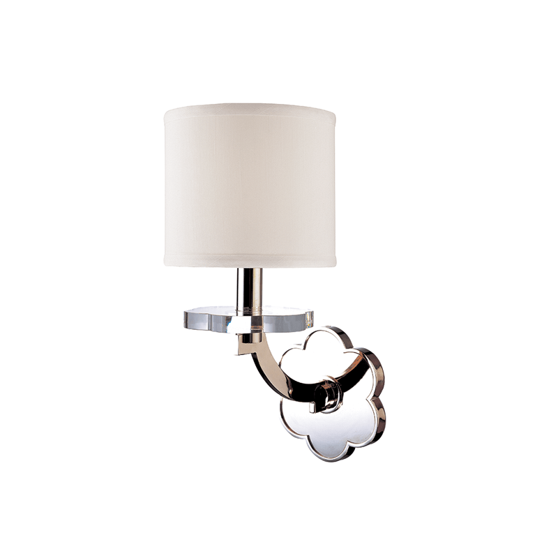 Polished Nickel Frame with Off White Fabric Shade Wall Sconce - LV LIGHTING